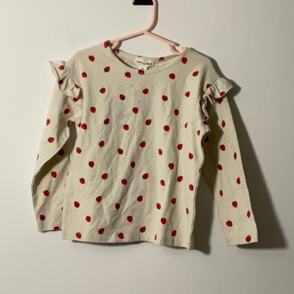 Charming Cream Kids Long Sleeve Top with Red Dots